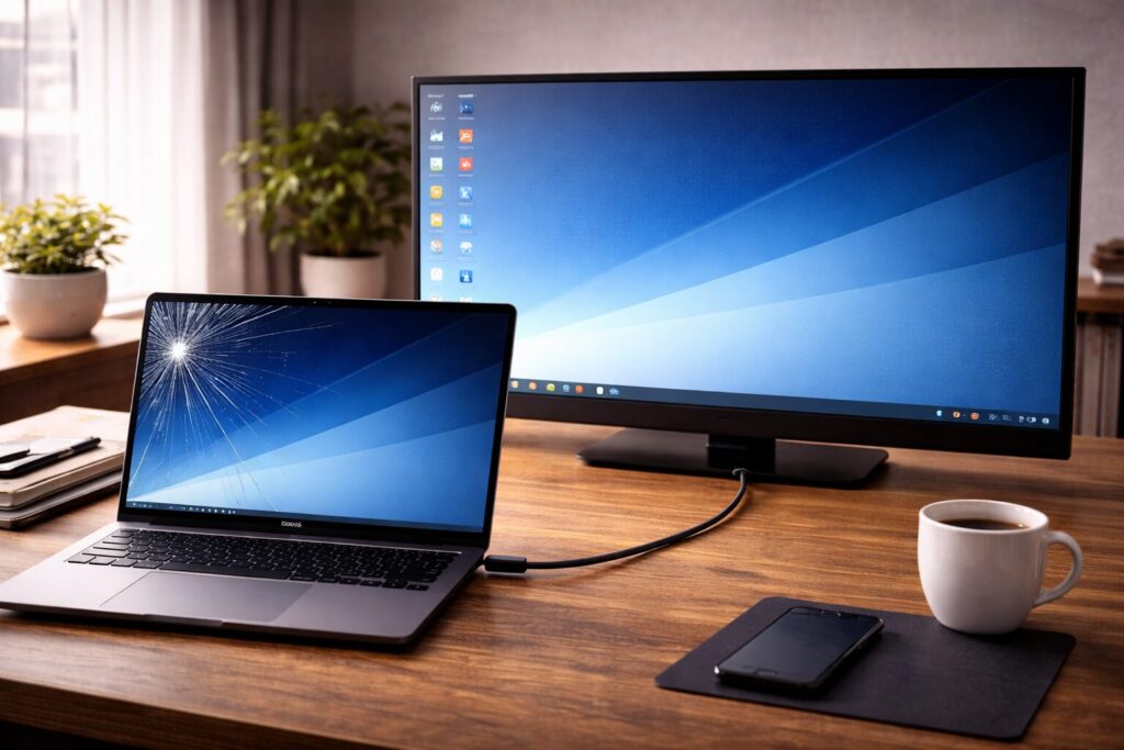 パソコンの液晶割れ！修理代は？データ救出と応急処置の全手順